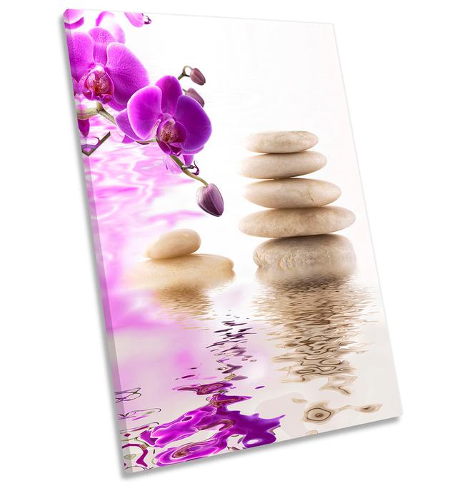 Spa Stones Zen Pink Floral - Wrapped Canvas Photograph 17 Stories Size: 76.2cm H x 50.8cm W x 2cm D on Productcaster.