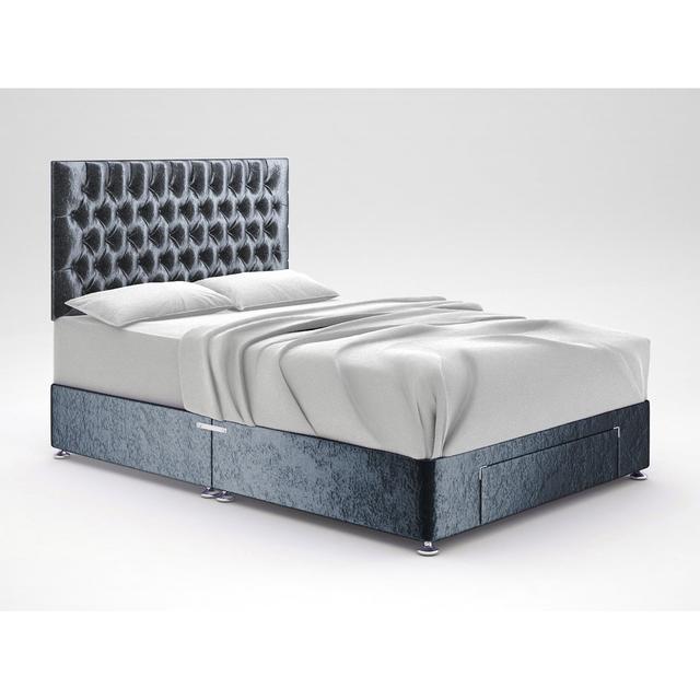 Zawacki Divan Bed Base 17 Stories Size: Double (4'6), Storage Type: End Drawer, Colour: Denim on Productcaster.