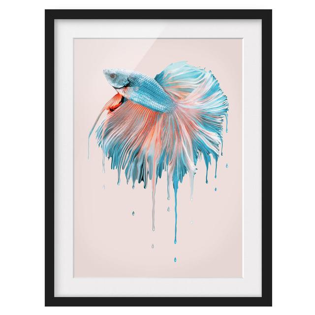 Picture With Frame - Jonas Loose - Melting Fish - Portrait 4:3 Highland Dunes Size: 100cm H x 70cm W x 2cm D, Frame Option: Black Framed on Productcaster.