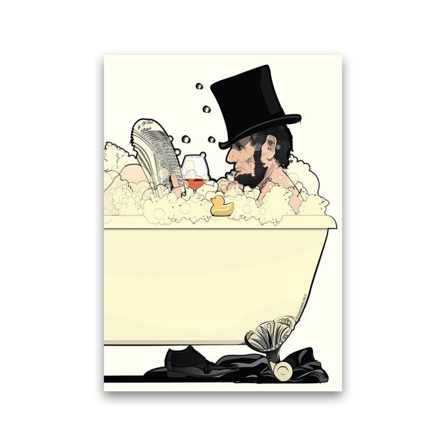 Lincoln Bath - Graphic Art Print on Paper Happy Larry Frame Option: No Framed, Size: 60cm H x 42cm W x 1cm D on Productcaster.