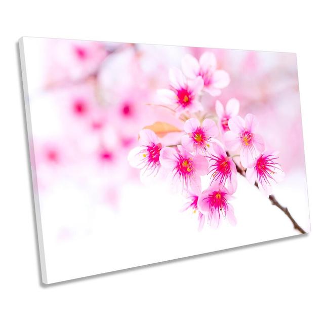 Cherry Blossom Flower Pink Floral Picture CANVAS WALL ART Print Canvas Geeks Size: 91.4cm H x 137.2cm W on Productcaster.