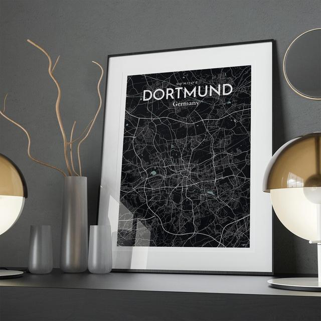 Dortmund City Map in Midnight - Unframed Graphic Art Borough Wharf Size: 27.6cm H x 19.7cm W x 0.05cm D on Productcaster.