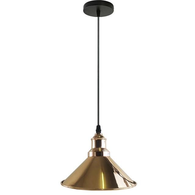 Meadowlakes 1 - Light Single Cone Pendant Borough Wharf Shade Colour: French Gold, Finish: Black on Productcaster.