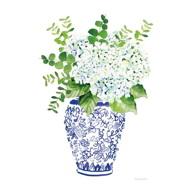 Chinoiserie Hydrangea I by Mercedes Lopez Charro - Wrapped Canvas Painting Rosalind Wheeler Size: 122cm H x 81cm W on Productcaster.