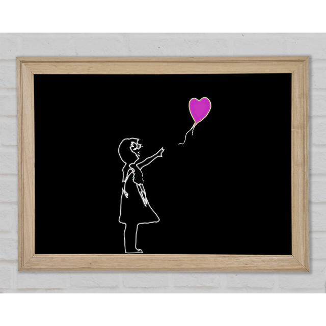 Love Balloon Black Pink Framed Print Ebern Designs Size: 59.7cm H x 84.1cm W x 1.5cm D, Format: Natural Framed Paper on Productcaster.