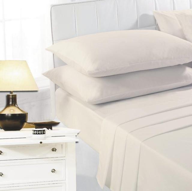 Homesley 134 Thread Cotton Blend Flat Sheet 17 Stories Colour: Cream, Size: Double (4'6) on Productcaster.