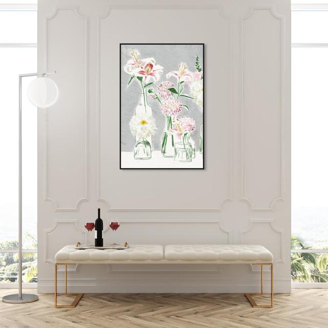 Floral And Botanical Elegant Spring Flowers , Traditional Gray And Red - Painting on Canvas Oliver Gal Format: Black Framed, Size: 114.3cm H x 76.2cm on Productcaster.