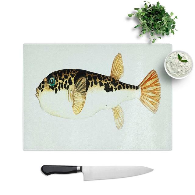 Glass Illustration of A Pufferfish by F.E. Clarke Chopping Board East Urban Home Size: 39 cm W x 28.5 cm L on Productcaster.