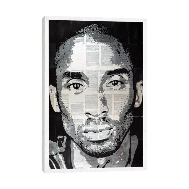 Leinwandbild - Grafikdruck „Kobe Bryant” von Ahmad Shariff 17 Stories Format: Weiß gerahmte Leinwand, Größe: 101,06 cm H x 66,04 cm B x 3,81 cm T on Productcaster.