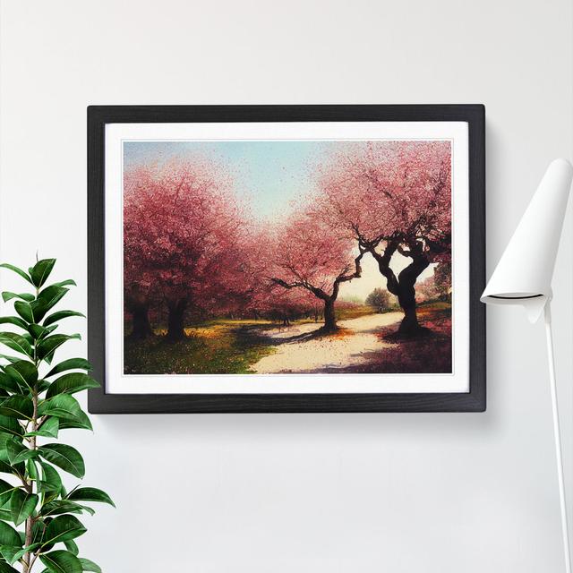 Sparkling Cherry Blossom Trees - Single Picture Frame Print Marlow Home Co. Frame Colour: Black, Size: 46cm H x 64cm W x 2cm D on Productcaster.