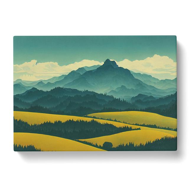 Euphoric Mountain Landscape - Wrapped Canvas Painting Alpen Home on Productcaster.