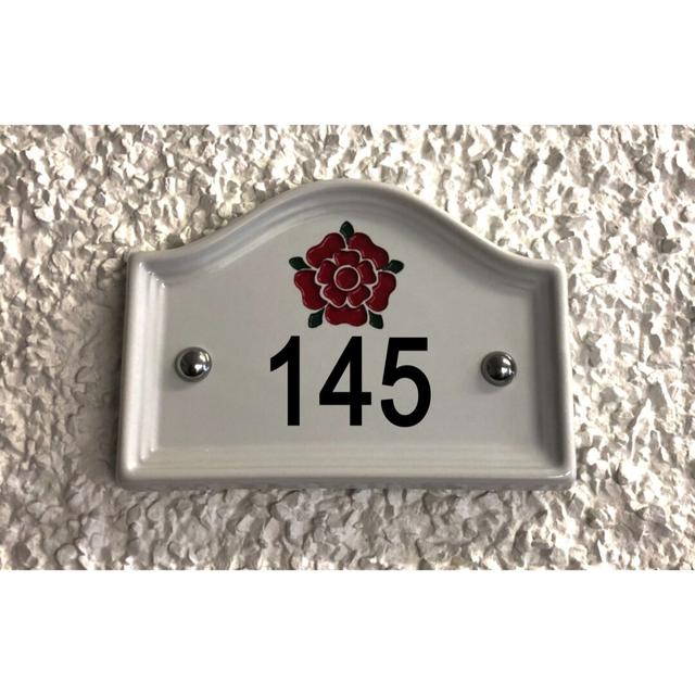 Walsham 16.5cm H Ceramic House Number Dakota Fields Colour: White, Number: 145 on Productcaster.