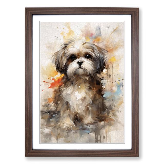 Shih Tzu Gestural - Single Picture Frame Art Prints on Wood Marlow Home Co. Format: Walnut Framed, Size: 34cm H x 25cm W on Productcaster.