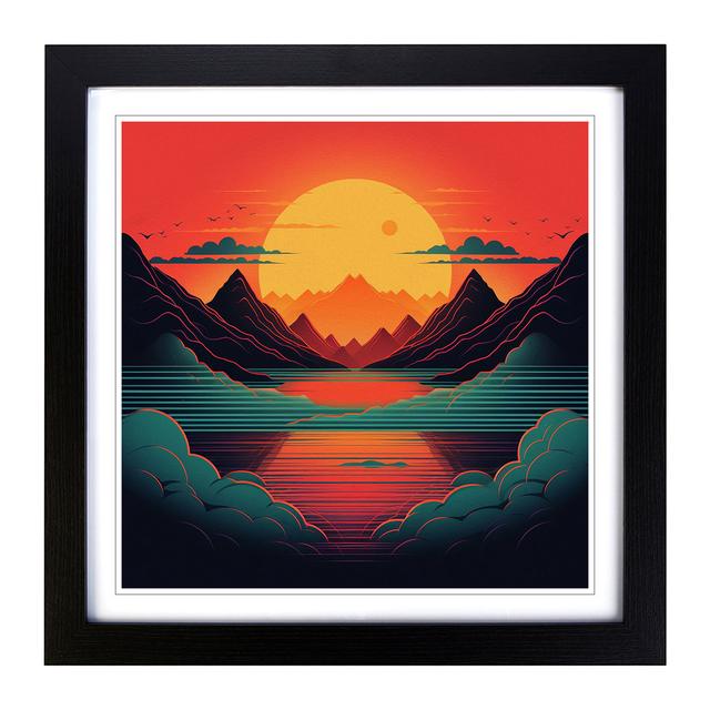 Sunrise Retro Art No.2 - Single Picture Frame Print on Wood Alpen Home Format: Black on Productcaster.