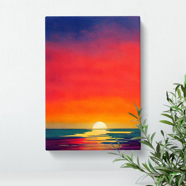 An Ocean Sunset Watercolour No.5 - Wrapped Canvas Graphic Art House of Hampton Size: 76cm H x 50cm W x 3cm D on Productcaster.