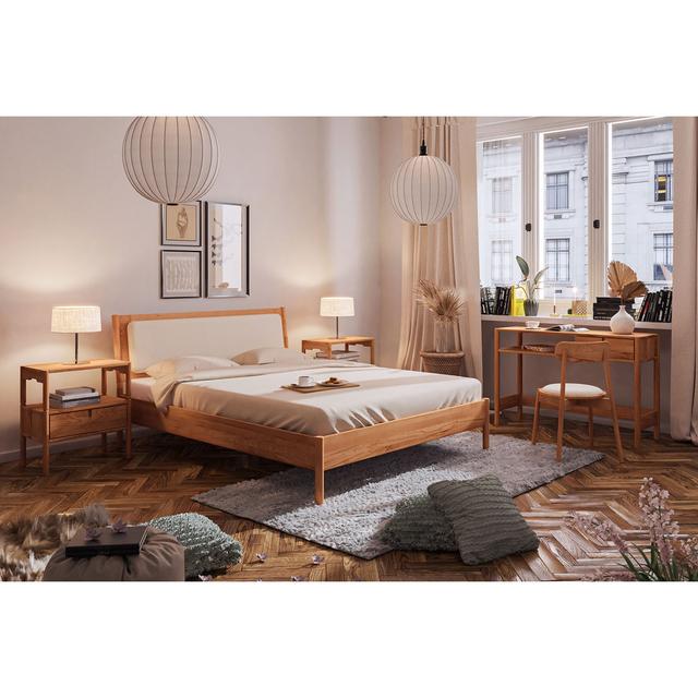 Hagan Bed Frame Isabelline Size: 160 x 190cm, Colour: Core Beech on Productcaster.