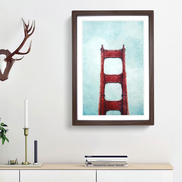 The Top of the Golden Gate Bridge - Picture Frame Painting Print East Urban Home Size: 33cm H x 24cm W x 2cm D, Frame Option: Walnut Framed on Productcaster.