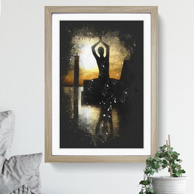 Yoga Meditation Paint Splash - Picture Frame Graphic Art East Urban Home Frame Option: Oak, Size: 48cm H x 36cm W x 2cm D on Productcaster.