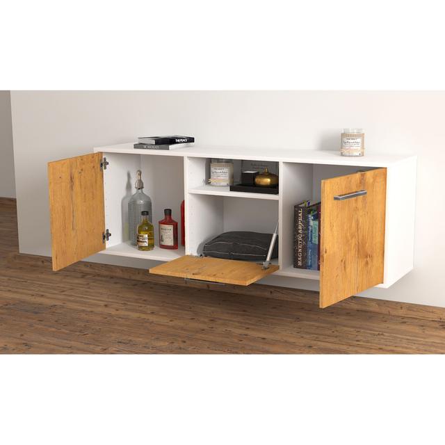 Mesa TV stand, color: concrete/white, flying/metal handles, size: 92 x 49 x 35cm Latitude Run Colour: Oak/White on Productcaster.