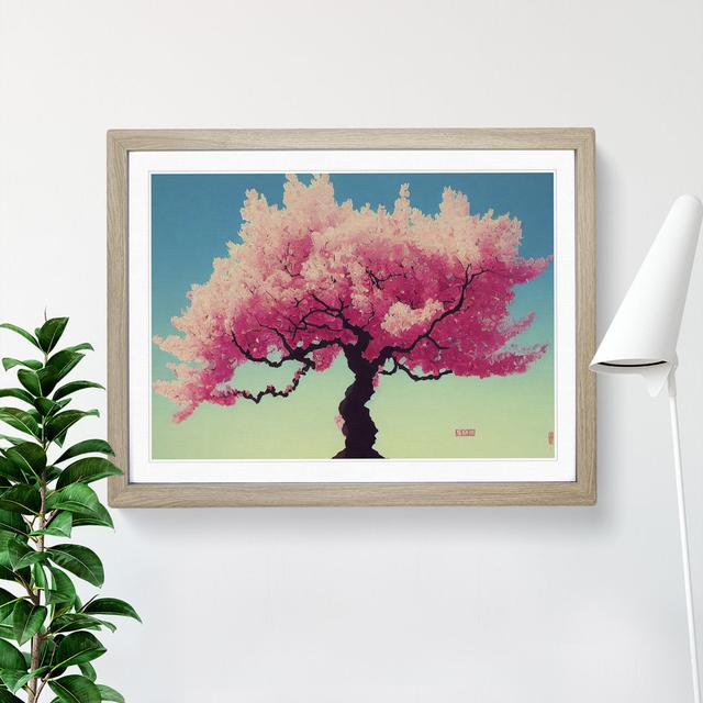 Cheerful Cherry Blossom Tree - Picture Frame Painting Rosalind Wheeler Size: 46cm H x 64cm W x 2cm D, Frame Colour: Oak on Productcaster.