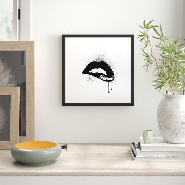 'Black Drip Lips' by Amanda Greenwood Framed Graphic Art East Urban Home Size: 51cm H x 51cm W on Productcaster.