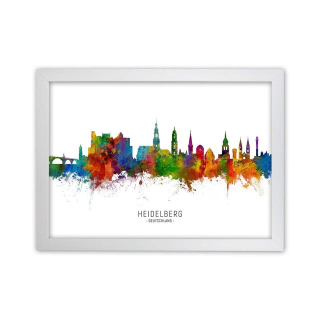 Heidelberg Deutschland Skyline by Michael Tompsett - Graphic Art Print on Paper Latitude Run Format: White Framed, Size: 64cm H x 88cm W x 3cm D on Productcaster.