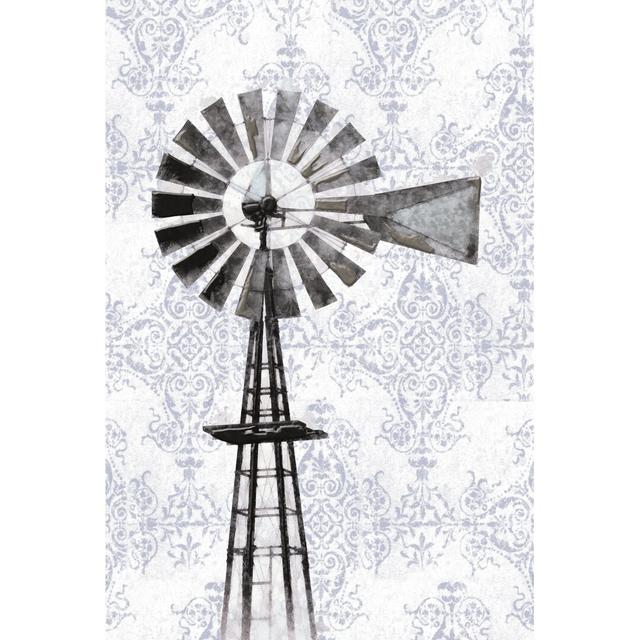 Distressed Pattern Blue Windmill August Grove Size: 61cm H x 91cm W x 3.8cm D on Productcaster.