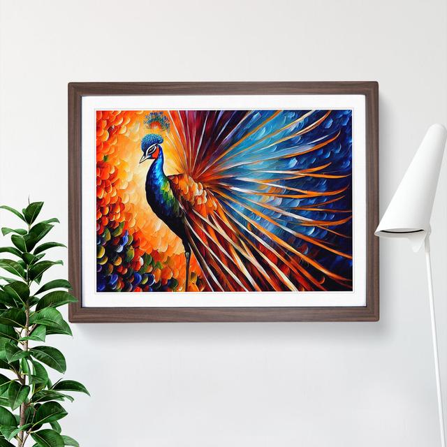 Peacock Painting Vol.2 Abstract Latitude Vive Size: 25cm H x 34cm W x 2cm D, Frame Colour: Walnut Framed on Productcaster.