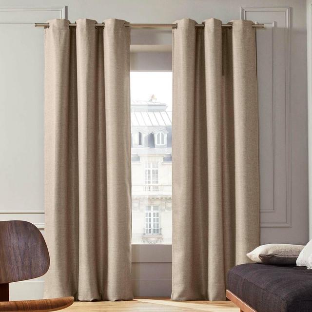 Hearns Polyester Room Darkening Grommet / Eyelet Single Curtain Panel Panel 17 Stories Panel Size: 200 W x 277 D cm, Colour: Light Beige on Productcaster.