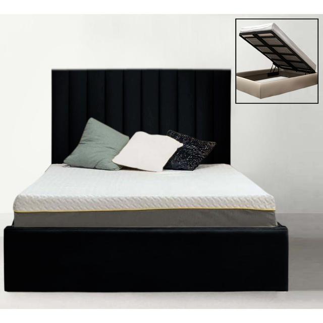 Lydianna Upholstered Storage Bed Ebern Designs Size: Double (4'6), Colour: Black on Productcaster.