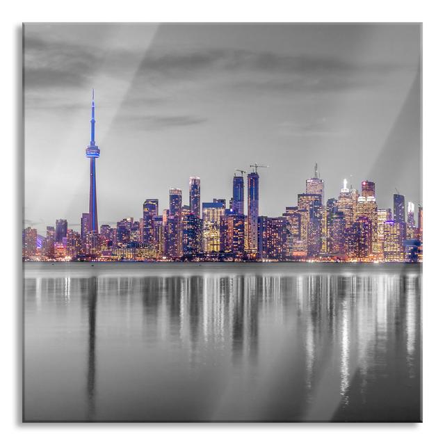 Toronto Skyline at Dusk, Black and White Detail - Unframed Photograph on Glass Ebern Designs Size: 60cm H x 60cm W x 0.4cm D on Productcaster.