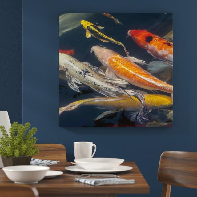 Leinwandbild Koi Fische im Teich East Urban Home Größe: 150 L x 50 B on Productcaster.