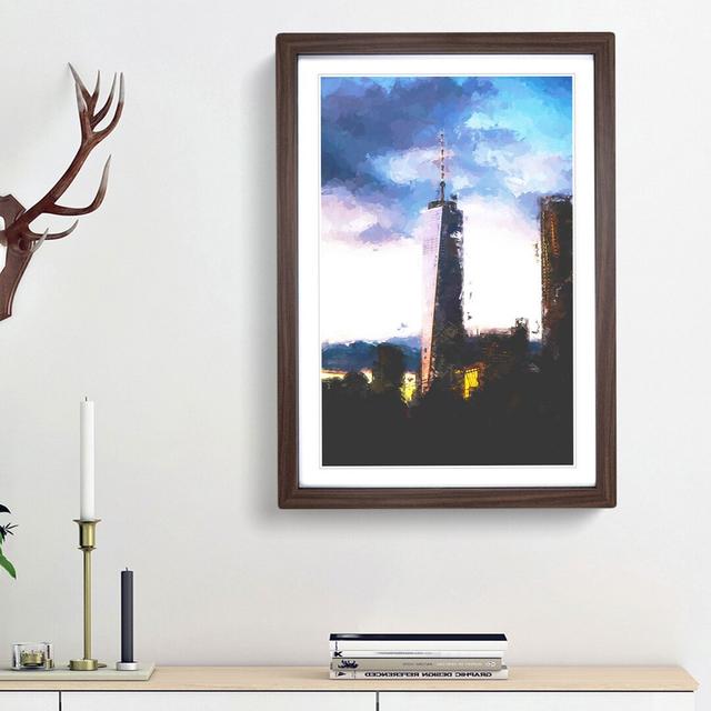 One World Trade Centre New York in Abstract - Picture Frame Graphic Art Print East Urban Home Frame Option: Walnut Framed, Size: 87cm H x 62cm W x 2cm on Productcaster.