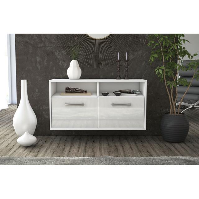 Oniskey TV stand, color: black/white, flying/metal handles, size: 92 x 49 x 35cm 17 Stories Colour: White on Productcaster.