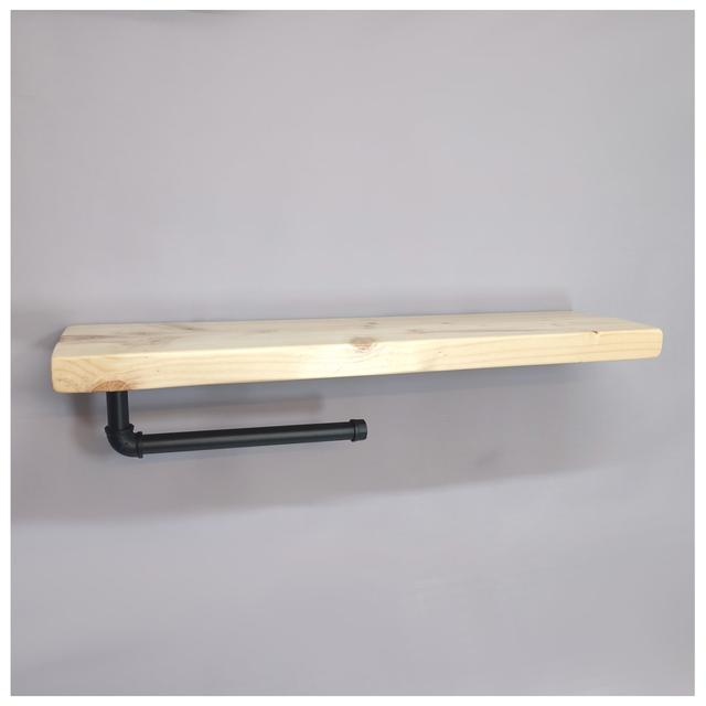 Wooden Handmade Rustic Kitchen Roll Black Holder with Primed Shelf 6 inches 145mm Borough Wharf Size: 16cm H x 200cm W x 14.5cm D on Productcaster.