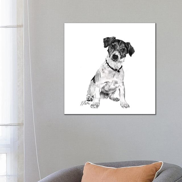 Jack Russell in Black & White by Vicki Newton - Wrapped Canvas Painting ClassicLiving Size: 66.04cm H x 66.04cm W x 1.905cm D on Productcaster.