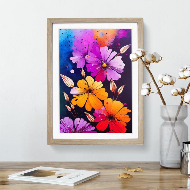 Splattered Flowers No.1 - Single Picture Frame Print ClassicLiving Size: 34cm H x 25cm W x 2cm D, Frame Colour: Oak Framed on Productcaster.