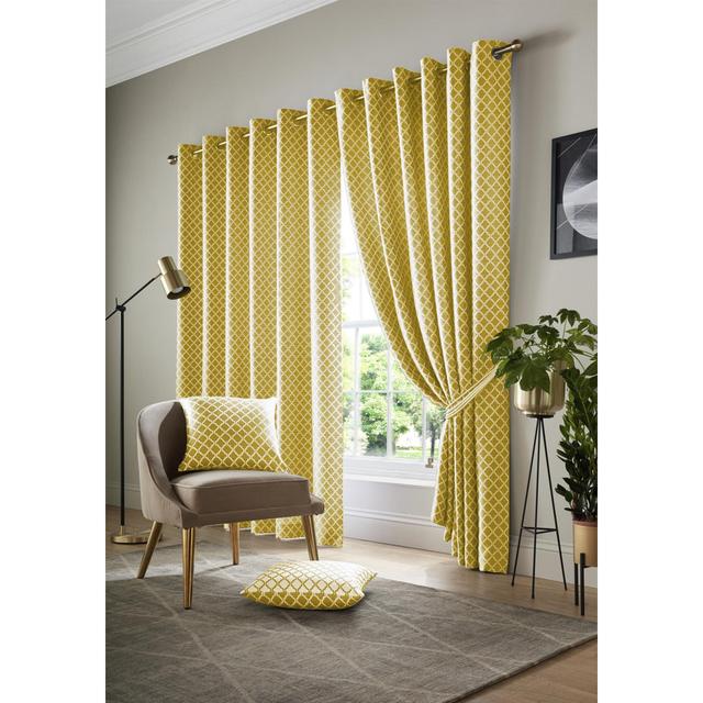 Tetouan Cotswold Eyelet Ring Top Curtains (Set of 2) Zipcode Design Panel Size: Width 228 x Drop 182 cm, Colour: Ochre on Productcaster.