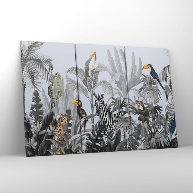 Jungle Animals Toucans - 3 Piece Wrapped Canvas Graphic Art Ebern Designs Size: 70cm H x 105cm W x 1.8cm D on Productcaster.