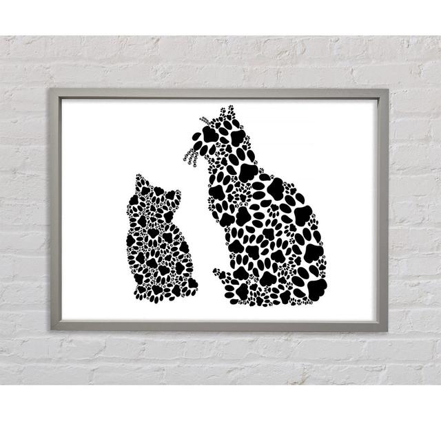 Paw Print Cats - Single Picture Frame Art Prints on Canvas Bright Star Size: 84.1cm H x 118.9cm W x 3.3cm D on Productcaster.