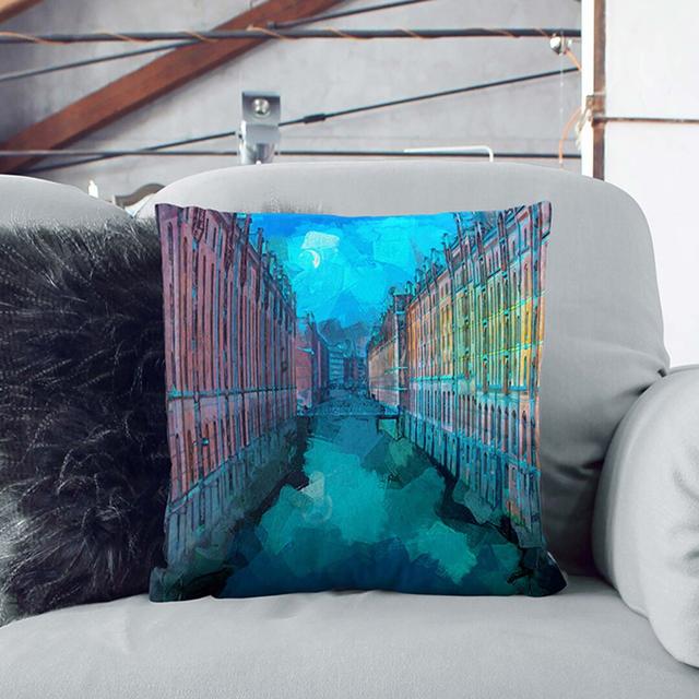 Canal Through Hamburg Cushion with Filling East Urban Home Size: 40cm H x 40cm W x 15cm D on Productcaster.