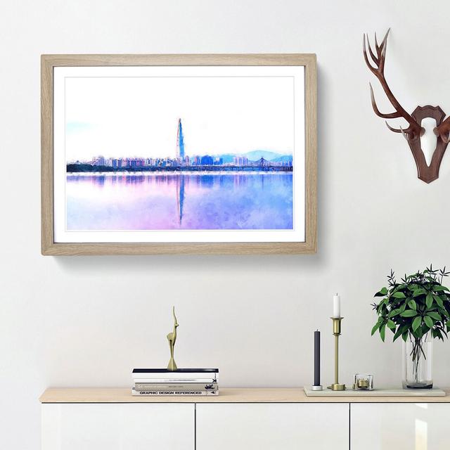 Seoul Skyline in South Korea - Picture Frame Painting Print East Urban Home Size: 62cm H x 87cm W x 2cm D, Frame Option: Oak Framed on Productcaster.