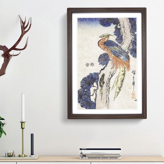 Pheasant on a Pine Tree by Utagawa Hiroshige - Picture Frame Painting Print East Urban Home Frame Option: Walnut Framed, Size: 65cm H x 48cm W x 2cm D on Productcaster.