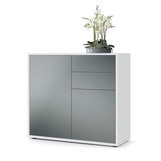 Canica 2 - Drawer 2 - Door Cabinet Accent Chest Metro Lane Colour: White Matt/Graphite Satin on Productcaster.