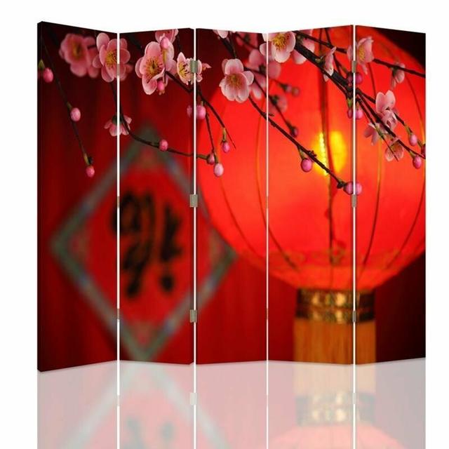 Canvas Japanese Lantern 5 Panel Room Divider World Menagerie on Productcaster.