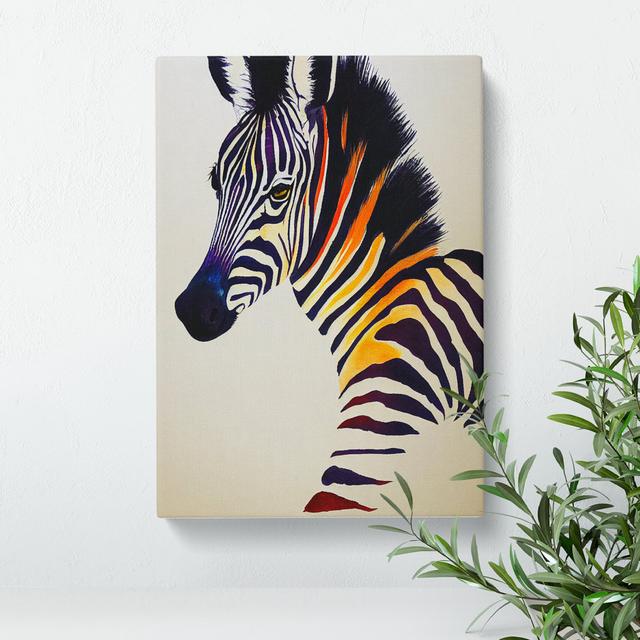 XC1022-1657X Colourful Zebra - Wrapped Canvas Print 17 Stories Size: 50cm H x 35cm W x 3cm D on Productcaster.