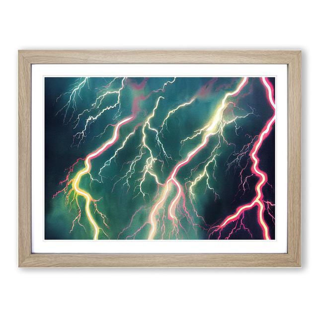 Evolving Lightning Bolt - Picture Frame Graphic Art Metro Lane Size: 46cm H x 64cm W x 2cm D, Frame Colour: Oak on Productcaster.