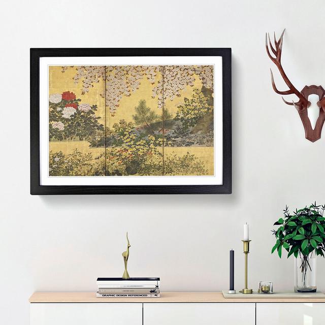 Flowers and the Butterflies by Tawaraya Sotatsu - Picture Frame Painting Print East Urban Home Size: 27cm H x 36cm W x 2cm D, Frame Option: Black Fram on Productcaster.