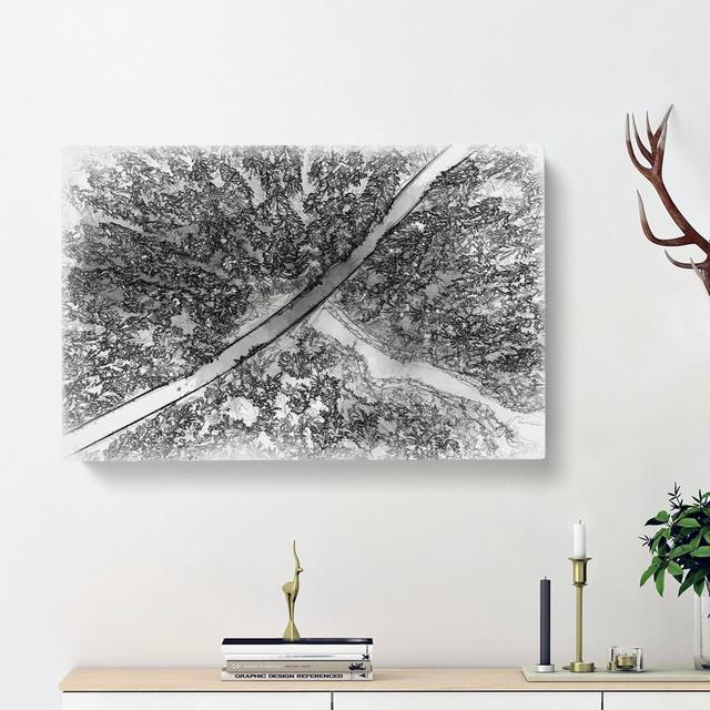 Road Through The Winter Forest - Wrapped Canvas Painting East Urban Home Size: 40cm H x 60cm W x 3cm D on Productcaster.