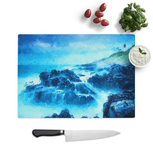 Glass Lighthouse On A Hill With Seascape Chopping Board East Urban Home Size: 28.5 cm W x 20 cm L on Productcaster.